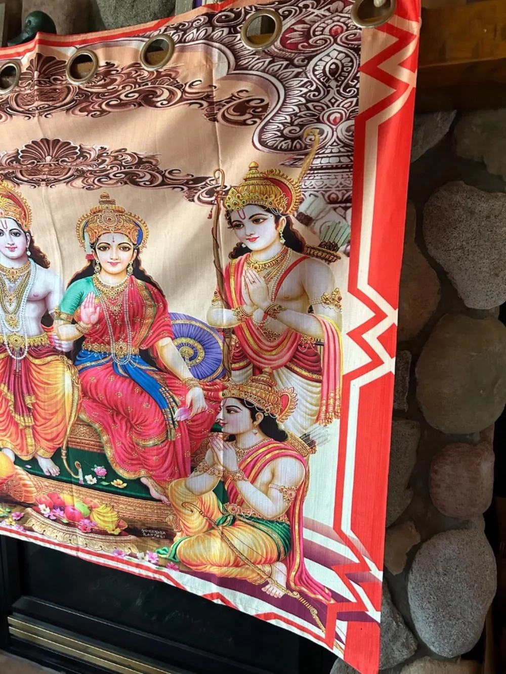 Lord Ram Darbar Tapastry Wall Art Hanging, Large | NEW